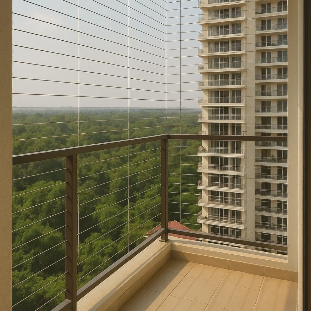 Invisible grill installation for a balcony in a Visakhapatnam apartment